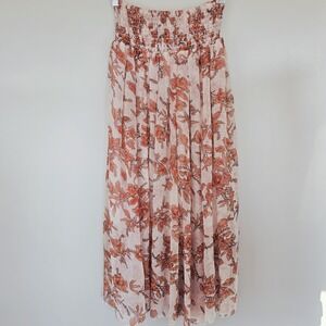 Jackpot Peach/Beige Lined Long Boho Sheer A-line Skirt Overlay Sz. One Size.C120